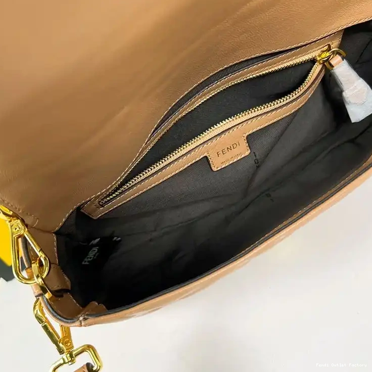 Cheap HOT Medium Nappa Bag Leather In Brown FF Baguette Fendi Motif 0628